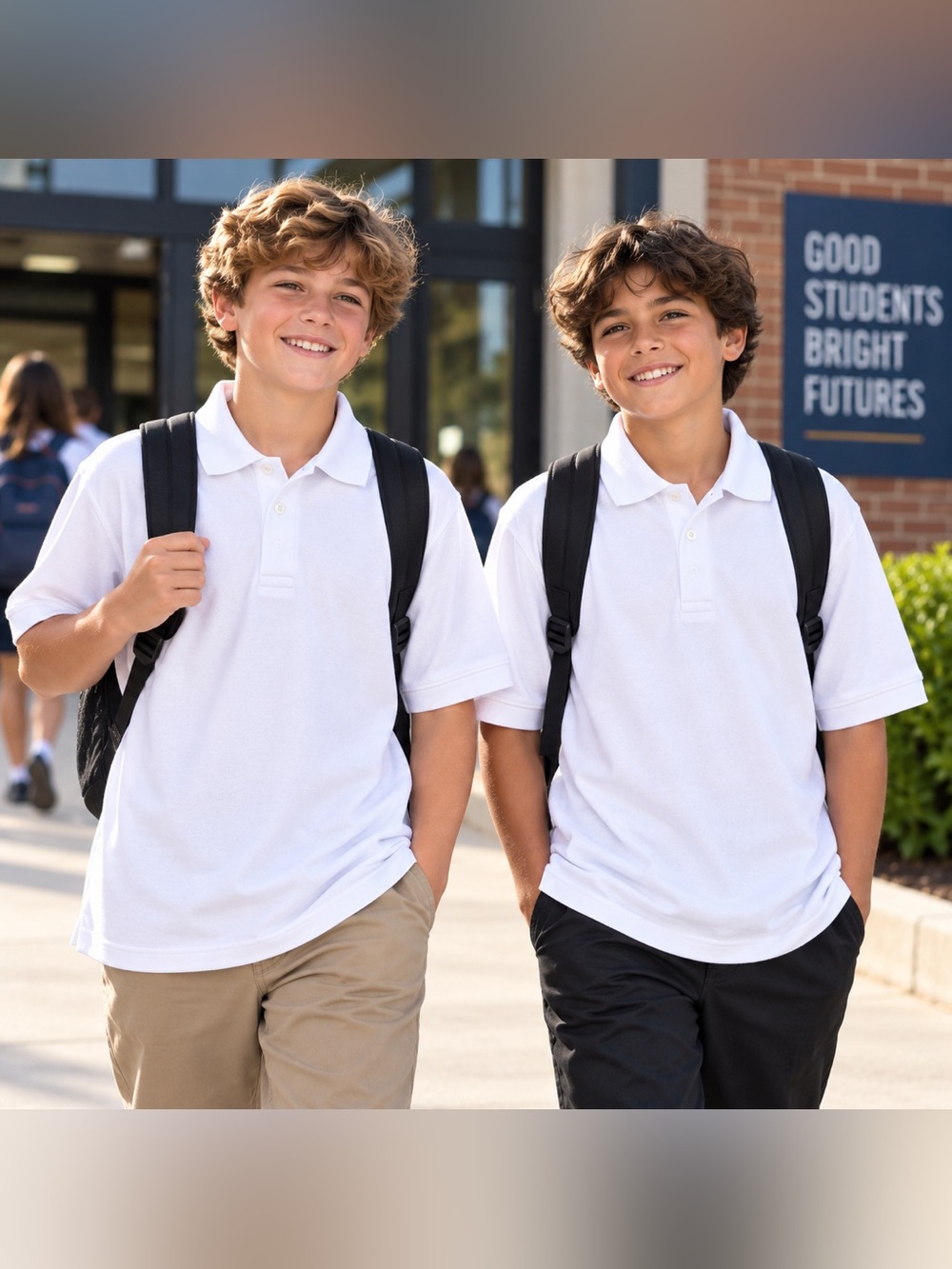 Lot of 2 Boys XL 14-16 Husky White School Uniform Pique Polo Shirts NWT